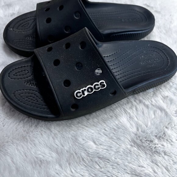 Crocs Black Slide Sandals M9/W11 Lightweight Comfort Slip-On - Picture 4 of 6
